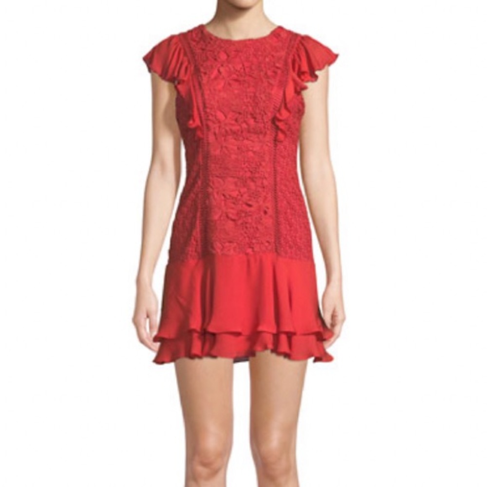Bennet Round Neck Lace Dress with Ruffled Frills
